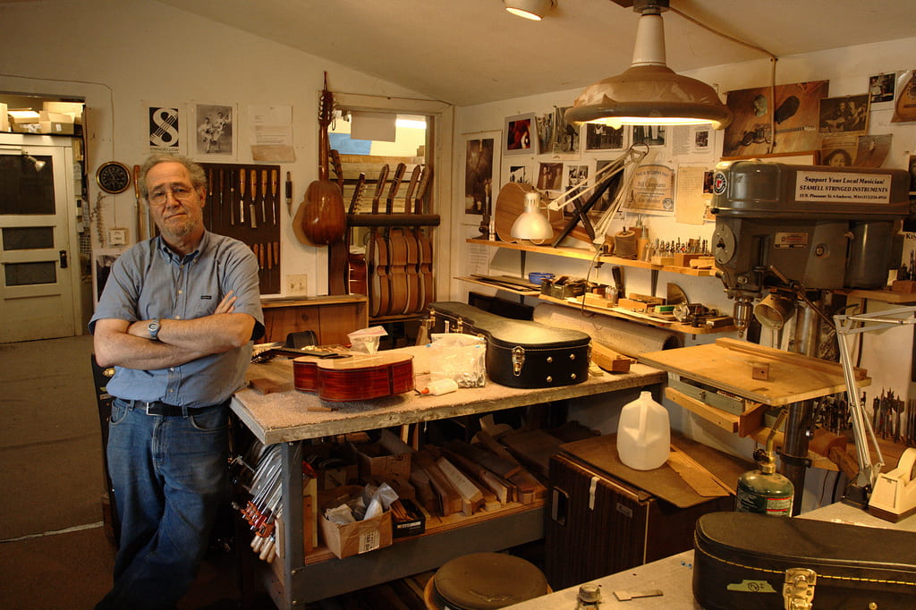 William Cumpiano in his workshop